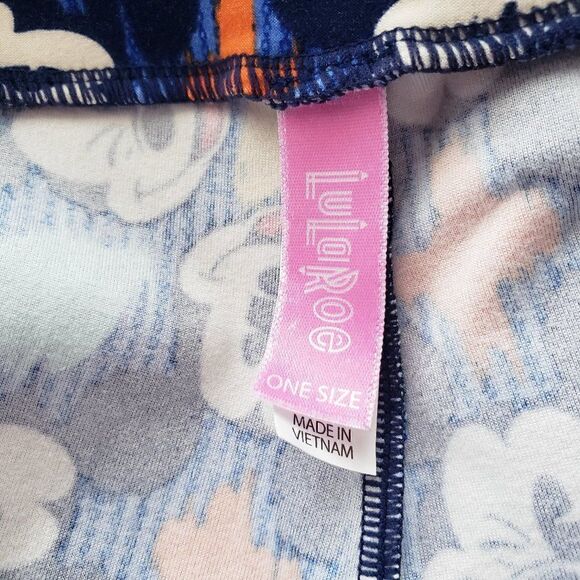 LuLaroe One Size Mickey Disney Leggings Blue Soft Eye Wink Winking Irregular - Picture 8 of 9